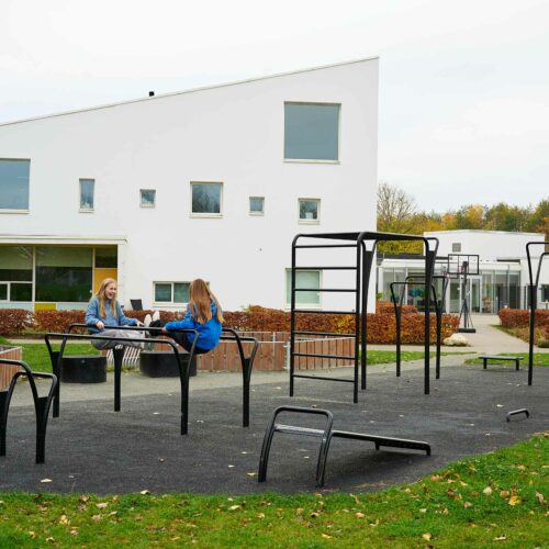 Outdoor durable sport equipment for multiple exercises at Danish school made by NOORD