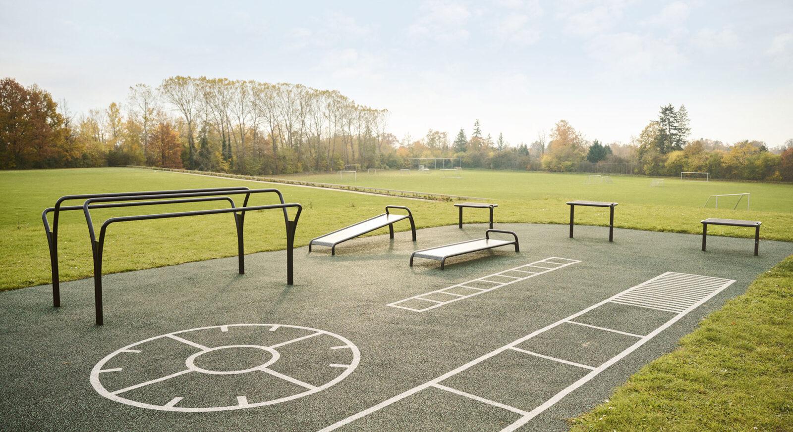 Public area with fitness equipment. Ideas and inspiration of a danish designed project.