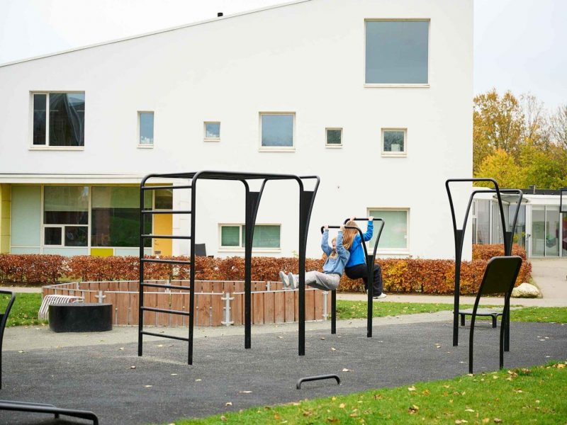 Outdoor durable fitness equipment at Danish school from NOORD